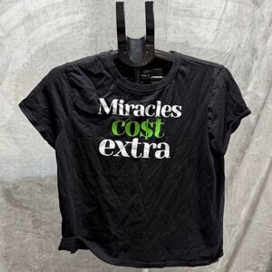 Social Edition Womens XL 16 18 Black Miracles Cost Extra Graphic T Shirt Tee‎
